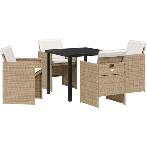 Ensemble de salle à manger pour jardin 5 pcs,Salon de jardin Beige Poly rotin CFW56155 (1/5)
