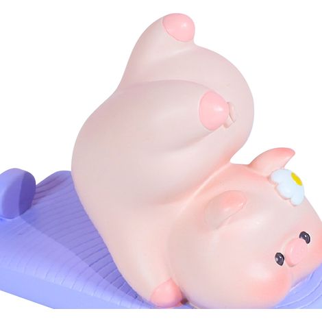 Support de téléphone portable cochon adorable en résine, base lisse et stable, pour la maison ou le bureau. (1/4)