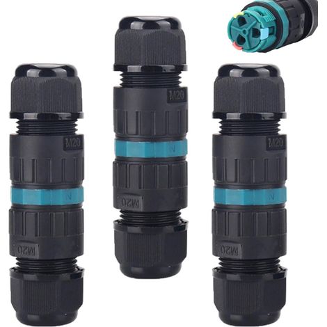 Kabelverbinder Wasserdicht IP68 für Ø9-14 mm Kabeldurchmesser, 3-Polig Erdkabel Verbindungsmuffe Abzweigdose, 8 Stück Verteilerdose Außen Schwarz für Garten, Outdoor, Boden (3-Polig)