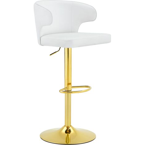 Lot de 2 tabourets de bar avec dossier, hauteur réglable, rotation 360°, base large de 45 cm, repose-pieds - pour cuisine et bar (1/5)