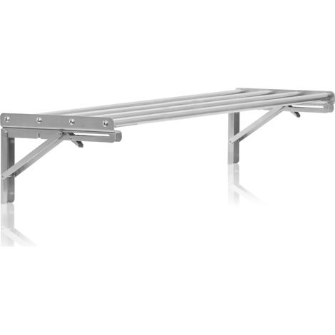 Mahlzeit Edelstahl Wandregal Stangendesign, 120 x 30 cm, Küchenregal, Klappbar, Silber, Wandmontage (1/5)
