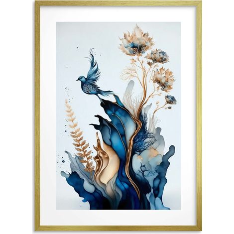 Affiche murale élégante bleu marine et or, décoration murale glamour (1/5)