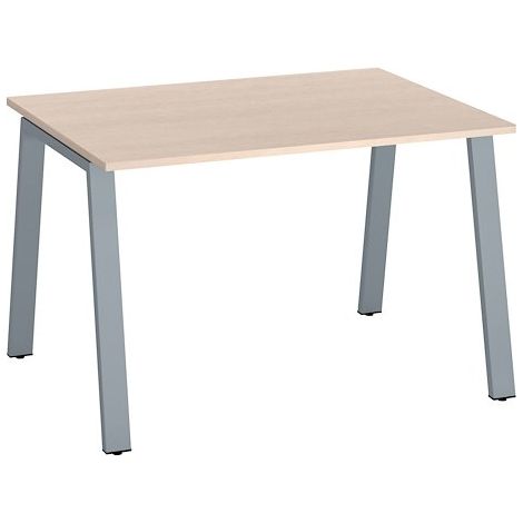 Bureau droit individuel chêne clair 120 x 80 cm, piétement métal aluminium - Arch - Maxiburo