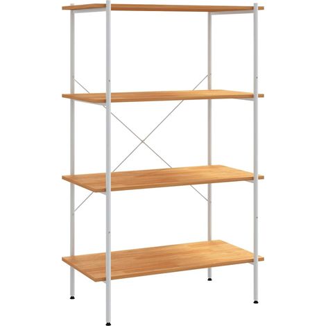 Maison Exclusive - Regal mit 4 Böden Weiß und Eiche-Optik 80x40x1 (1/5)