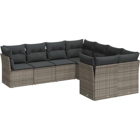 Maison Exclusive - 8-tlg. Garten-Sofagarnitur mit Kissen Grau Pol