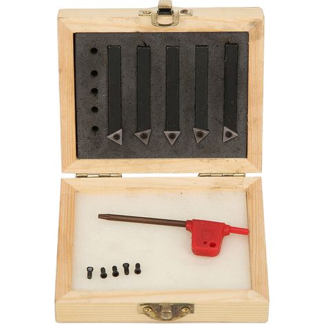 Jeu de 5 outils de tournage indexables 1/4 po en carbure cémenté pour tours d'usinage et de dressage (1/5)
