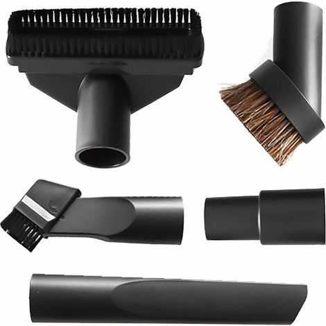Buse Aspirateur - Kit 5 Pièces - Diamètre 32 mm 35 mm - Compatible avec Aspirateurs Universels - Outil Sol Combiné Brosse Poil Cheval Embout Plat 2 en 1 Adaptateur (1/5)