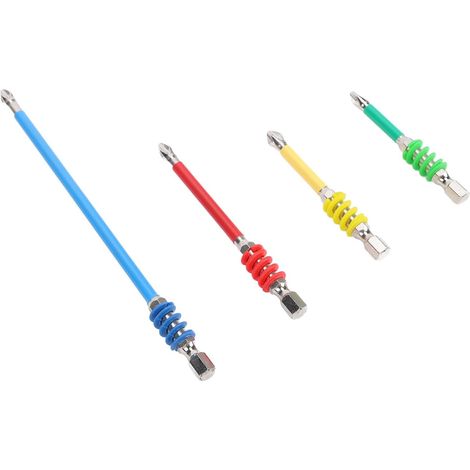 4 pièces embout de tournevis PH2 à ressort 65 70 90 150 mm embout de tournevis antidérapant magnétique à tige hexagonale de 1/4 pouce pour tournevis manuels électriques (1/5)