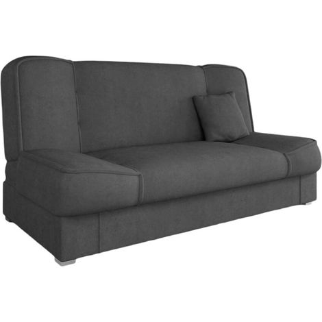 Mobilier1 – Canapé convertible 3 places avec boîte de literie – Mécanisme Click-Clack – Dimensions 80x175x80 cm – Tapisserie peluche – Ressorts Zig Zag