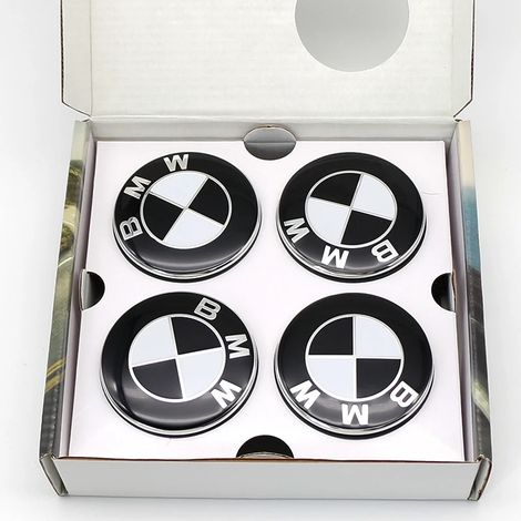 (Noir et blanc, Chine continentale) - Cache-moyeu BMW 56/68 mm à suspension magnétique pour BMW séries 1, 3, 5 et 7, X1, X3, X5, M2, M3, M4, M5 et M6 (logo pour centre de pneu). (1/5)