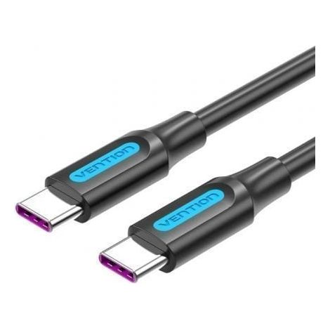 Cable USB 2.0 Tipo-C Vention COTBD/ USB Tipo-C Macho - USB Tipo-C Macho/ Hasta 100W/ 480Mbps/ 50cm/ Negro