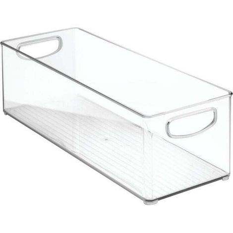 Boîte de rangement pour placard de cuisine/meuble, très grande boîte de rangement en plastique pour réfrigérateur, rectangulaire, transparente, 41 cm x 15 cm x 12,5 cm (1/5)