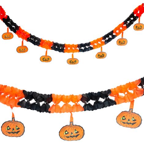 Halloween-Papiergirlande, orange und schwarz, mit Kürbissen, 3 m (1/5)