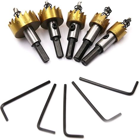 5-teiliges HSS-Schneidkopf-Set (16-30 mm) zum Durchtrennen von Metall, rostfreiem Stahl, Holz, Türen und Fenstern (1/5)