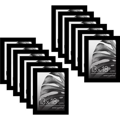 Cadre Photo 13x18 cm Noir - Lot de 12 - Cadre 13x18 cm avec Plexi Poli et Chevalet Intégré - Bois MDF pour Exposition Murale Horizontale ou Verticale ou sur Table (1/5)