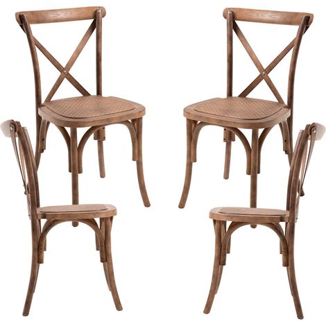 Sillas Comedor - Pack 4 Sillas Altea Polipropileno efecto Rattan y Madera - Roble Claro (1/5)
