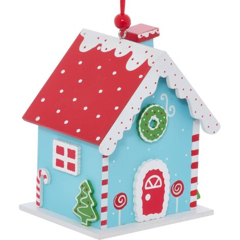 SDN BOIS MAISON RGE/BLEU 10CM - Feeric lights & christmas (1/5)