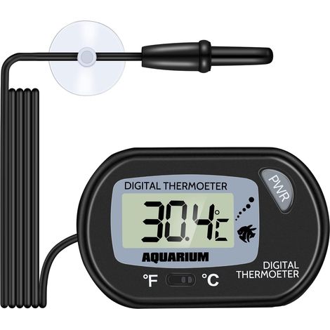 Digitales LCD-Aquariumthermometer – mit Saugnapf und Tauchsonde für Terrarien