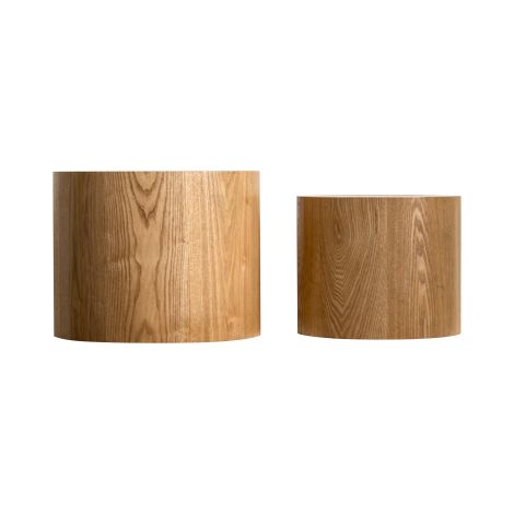 Ensemble de Table à café Ronde à Nidification 2 pièces Finition en Bois de frêne Naturel Design (1/5)