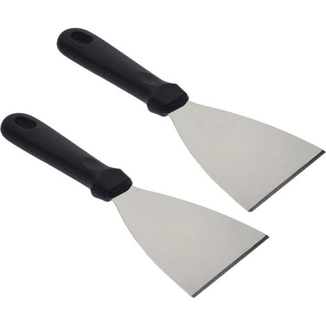 Racloir Gril Acier Inoxydable - Spatule Plaque Cuisson - Pour Barbecue Restaurant Camping - Lot De 2 (1/5)