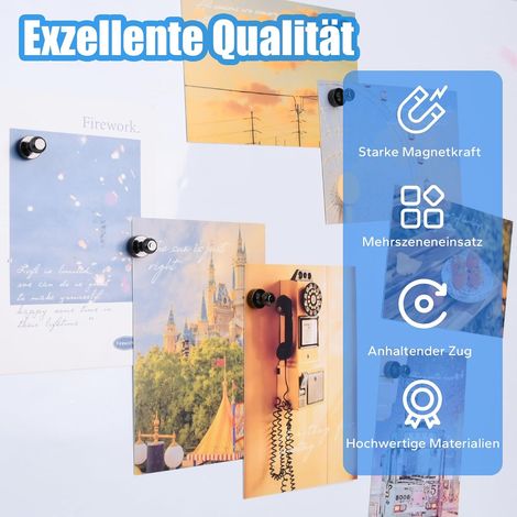 24 Pièces Aimant Puissant Aimant Neodyme Aimant Frigo pour Tableau Magnétique Blanc,Tableau,Bureau,école,RéFrigéRateur, Noir (1/5)