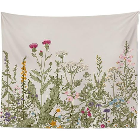 Plantes colorées de fleurs sauvages chambre HD Tapestry Home Decor (150 x 200 cm) (1/5)
