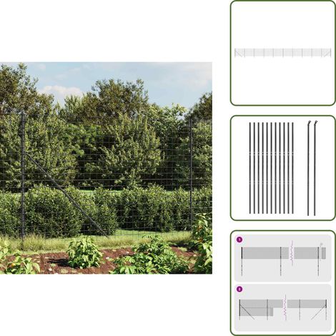 Acciaio zincato - vidaXL Recinzione Metallica Antracite 1,6x25 m in Acciaio Zincato - Recinzione antracite