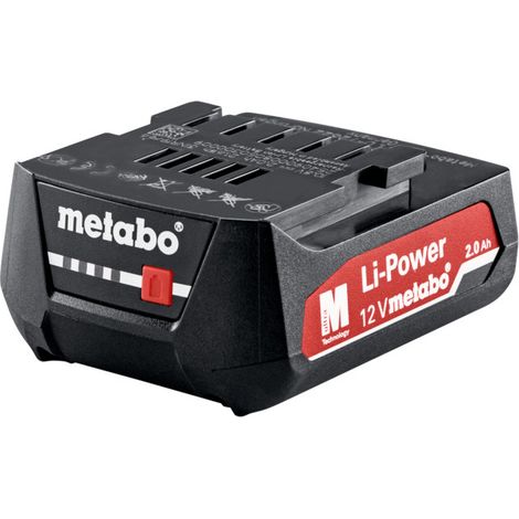 Metabo – Batterie originale 12V 2Ah li-ion – Technologie AIR COOLED – Gestion intelligente des batteries – Indicateur de capacité – 625406000