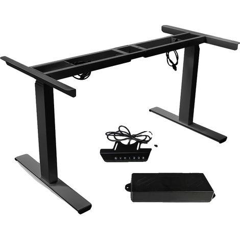 Escritorio regulable en altura, diseño ergonómico, alta capacidad de carga, color negro, 3 secciones. (1/5)