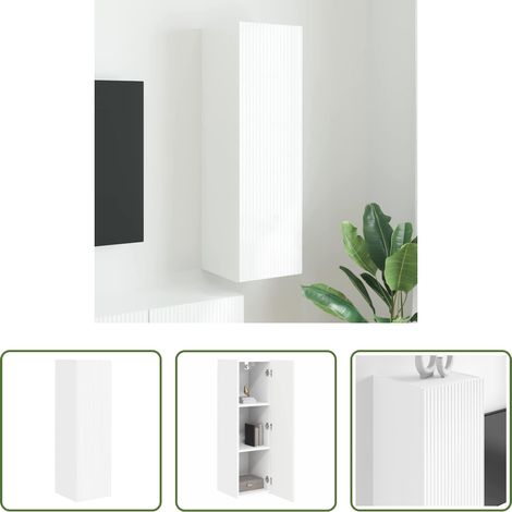 vidaXL Meuble mural blanc - Meuble TV mural Blanc 30 x 31 x 100 cm Bois d'ingénierie (1/5)