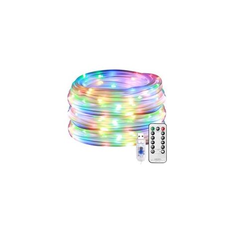 Guirlande LED Tube 10m Étanche IP65 USB, 8 Modes Télécommande, Minuterie Mémoire, Décoration Extérieur Jardin Noël Mariage Fête (1/4)