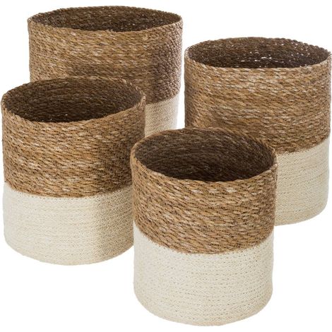 Set aus 4 Jutekörben - weiß