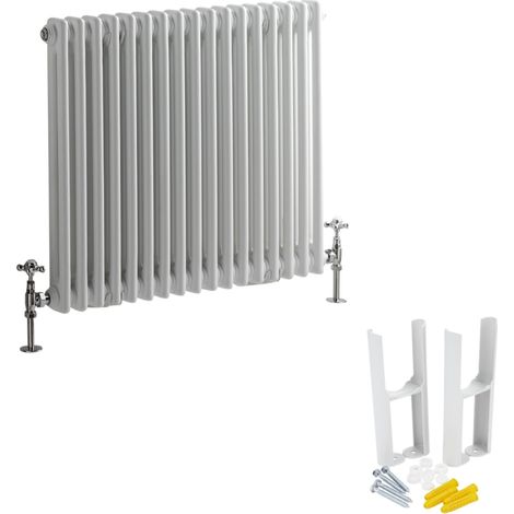 Hudson Reed Windsor - Radiateur Rétro Horizontal Double Rang - Blanc - 60cm x 78.5cm (1/5)