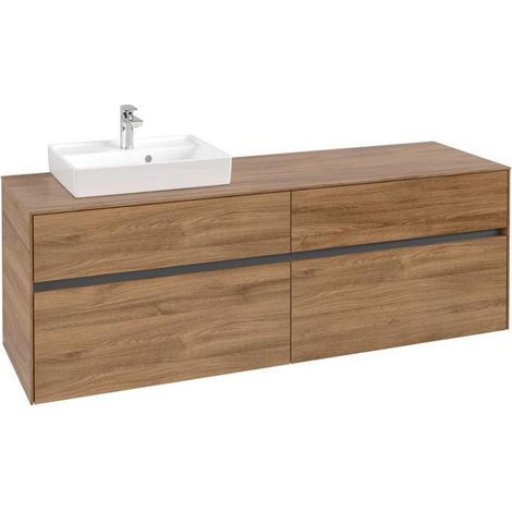 Vasque VB US Collaro 1600x548x500mm 4 Éléments, lavabo gauche, chêne Kansas