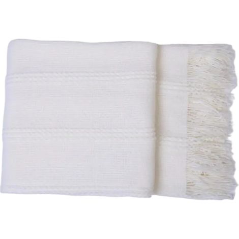 Plaid rayé à franges pour fauteuil, canapé, pique-nique, camping, plage et usage quotidien, 130 x 168 cm (1/5)