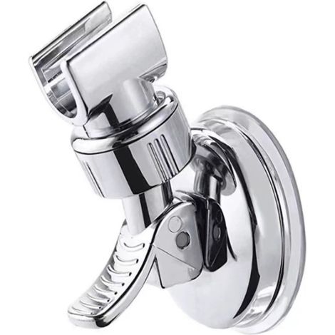 Lntyq Support Douchette Ventouse, Support de Douche à Rotation 360 °, Support de pomme de douche réglable amovible, Convient pour la salle de bain de l'hôtel, pas besoin de percer (Argent)