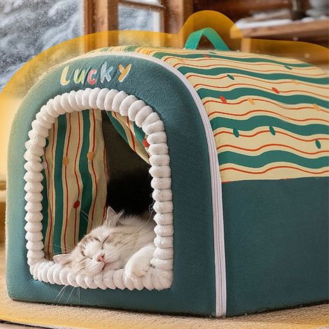 Niche pour Chien Intérieur,M:403535cm, 2 en 1 Maison pour Petit Grand Chiens,Niche Chien pour Chat, Portable Dog House,Vert (1/5)