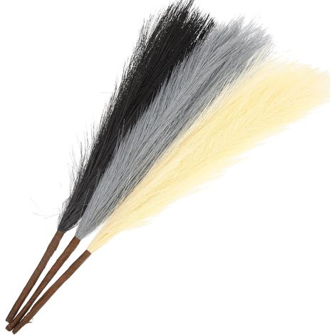 Künstliches Pampasgras 3 Stück 45cm Inklusive Cremefarbenem Grauem and Schwarzem Bund as (1/5)