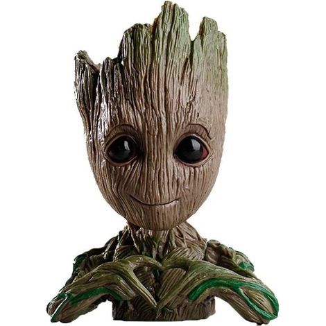 Pot de fleur Baby Groot en PVC 125mm – Porte-stylo décoratif – Design réaliste pour bureau et maison – Compatible avec plantes ornementales – (1/5)