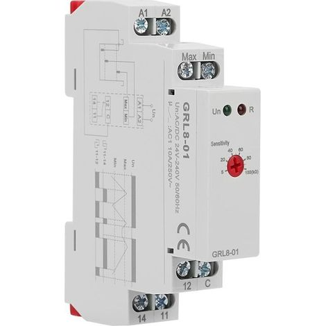 Relais de Contrôle Niveau Liquide, Contrôleur de Niveau d'Eau GRL8-01, 10A AC/DC 24V-240V