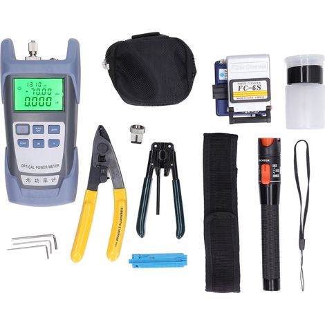 Kit 15 pièces Testeur Fibre Optique Compteur de Puissance Optique -70+10dBm Outil de Dépannage pour Réseaux de Communication (1/5)