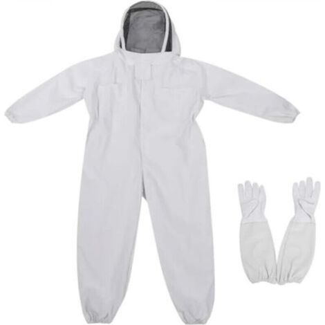 Combinaison d'apiculture pour enfants, combinaison une pièce avec capuche et voile, vêtements de protection pour enfants, tenue d'apiculture (blanc, taille M)