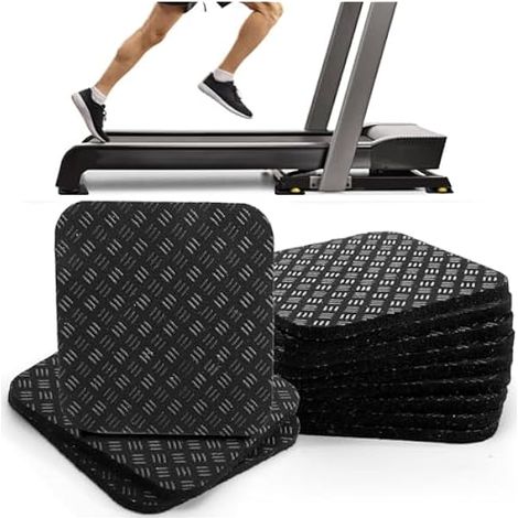 Treadmill Mat - 4 X 4 X 0.2 Pouces - Revêtement Silicone Double Face - Pour Sol Dur Moquette - Tapis Antivibrations - 12 Pièces (1/3)