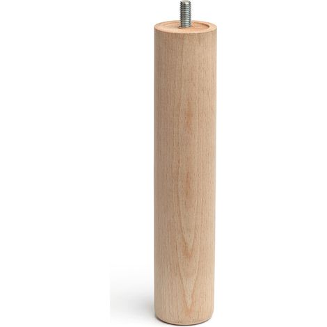 Pata de madera cilíndrica con una altura de 250 mm y acabada en haya crudo. Dimensiones: 50x50x250 mm -