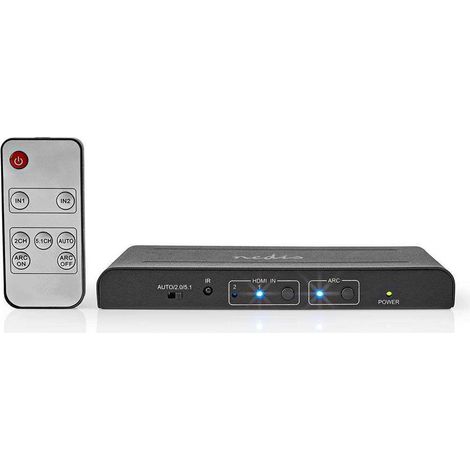Extractor hdmi 2 entradas hdmi toslink hembra 1x salida hdmi 2x rca 35 mm resolucion maxima 4k60hz 18 gbps metales antracita version en caja