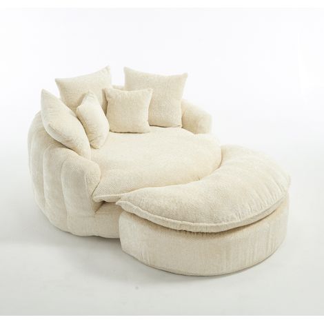 Sillón cama modular beige de poliéster con cojines, sin montaje, OKWISH (1/5)
