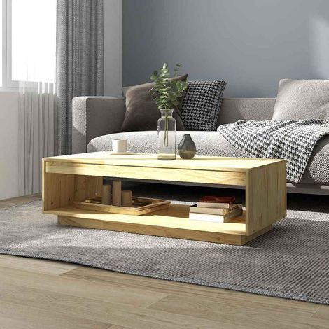 808508 vidaXL Coffee Table 110x50x33,5 cm Solid Wood Pine (1/5)