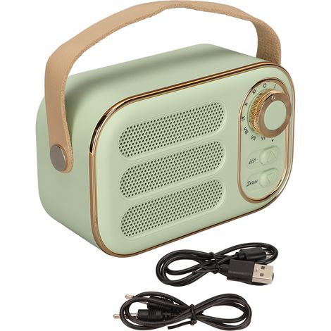 Enceinte Bluetooth Portable Stéréo Son HiFi USB Charge Sans Fil Vintage pour Maison Voyage Vert (1/5)