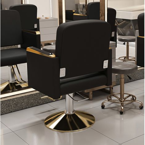 Chaise de salon hydraulique 62x50x94 cm en fer noir, 360° rotative, moderne pour salon FloraGrace (1/5)
