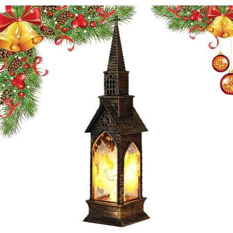 Iglesia navideña iluminada - Lámpara decorativa a pilas Artículos para fiestas navideñas, velas a pilas para niños, niñas, familiares y amigos (1/5)